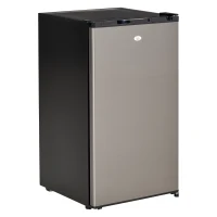 HOMCOM Mini Fridge with Freezer, Compact Mini Refrigerator with 3.1Cu Ft Capacity, Adjustable Shelves and Temperature and Reversible Door for Bedroom, Black/Silver(m-1)
