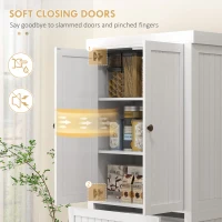 HOMCOM 72" Kitchen Cabinet, Kitchen Pantry Cabinet with 4 Doors, 2 Adjustable Shelves and Drawer, Distressed White(m-6)