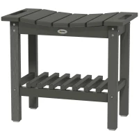Outsunny HDPE Shower Bench, Waterproof Shower Stool with Handle, Storage Shelf, Non-Slip Pads for Indoor Outdoor, Dark Gray(m-1)
