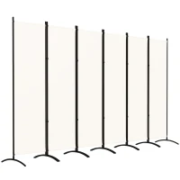 Outsunny 6 Panel Folding Room Divider, UV30+ Privacy Screen, Indoor Outdoor Privacy Panel with Stable Base, Beige(m-9)