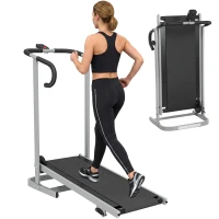 Soozier Walking Pad Treadmill with 16.5% Incline, Foldable Treadmill with LCD Monitor and Handle Bar for Home, Non-Electric(m-13)