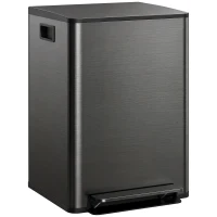 HOMCOM 2 x 30L / 7.9 Gallon Dual Trash Can with Removable Inner Buckets and Handles for Kitchen, Office, High-Gloss Black(m-9)
