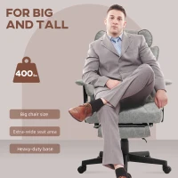 HOMCOM Big and Tall Office Chair with Foot Rest, 400LBS High Back Desk Chair with Padded Armrests, Lumbar Support, Grey(m-4)