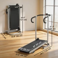 Soozier Walking Pad Treadmill with 16.5% Incline, Foldable Treadmill with LCD Monitor and Handle Bar for Home, Non-Electric(m-3)