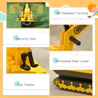 HOMCOM No Power Ride On Excavator Toy Tractors Digger Movable Scooter Walker Pretend Play Toddler Construction Truck Basket Storage For Boys Girls 18-48 Months Yellow Black(m-5)
