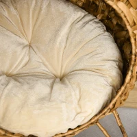 PawHut 20.5" Weaved Cat Bed, Elevated Hand-woven Braided Banana Leaf Kitten House Condo with Cushion, Natural(m-9)