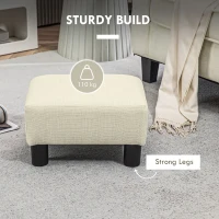 HOMCOM Small Ottoman Foot Rest, Foot Stool with Linen Fabric Upholstery and Plastic Legs, Cube Ottoman, Beige(m-5)