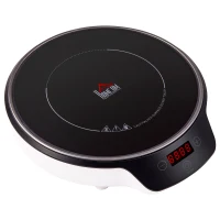 HOMCOM Portable Induction Cooktop, 1500W Electric Countertop Burner with LCD Display and Sensor Touch, Induction Hot Plate with 8 Power Settings and Crystal Glass, Black(m-1)
