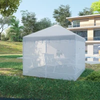 Outsunny Canopy Screen Walls, Replacement Netting with 6 Service Windows and 1 Door, for 10' x 10' Canopy Tent, White(m-2)