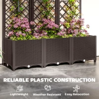Outsunny Raised Garden Bed with Trellis, Plastic Raised Flower Bed with Drainage Holes and Drain Plugs(m-5)