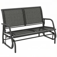 Outsunny Outdoor Glider Bench, 2 Seater Garden Patio Glider Chair with Sling Fabric Seat, Steel Frame, Black(m-9)