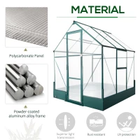 Outsunny 6' x 6' x 7' Walk-in Plant Polycarbonate Greenhouse with Temperature Controlled Window Hobby Greenhouse for Backyard/Outdoor(m-4)