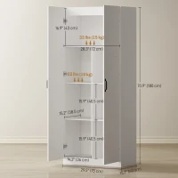 HOMCOM 71" Tall Farmhouse Pantry Cabinet, Kitchen Pantry Storage Cabinet with Soft-Close Hinges, Adjustable Shelves, White(m-3)