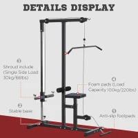 Soozier Power Rack Exercise Pulldown Weight Machine with 5 Adjustable Cable Positions for Strengthening Many Muscle Groups Home Gym, 41" x 47" x 71"(m-6)