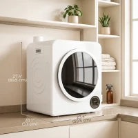 HOMCOM Clothes Dryer with 6 Drying Modes, Laundry Dryer with Stainless Steel Tub 18 lbs, White(m-3)