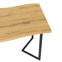 HOMCOM Dining Table Thick Top Kitchen Table Black Alloy Legs Oak Wood Grain(m-7)