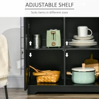 HOMCOM Kitchen Storage Cabinet, Sideboard Floor Cupboard with Solid Wood Top, Adjustable Shelf, and 3 Drawers, Black(m-5)