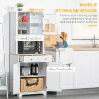 HOMCOM Freestanding 67" Kitchen Buffet with Hutch, Pantry Cabinet with Microwave Stand, Adjustable Shelf, 2 Drawers, Cupboard, White(m-4)