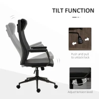 Vinsetto High-Back Executive Office Chair, Ergonomic Leather Computer Desk Chair with Adjustable Height, Removable Headrest and 360 Swivel Wheels, Deep Grey(m-10)