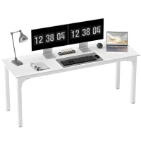 HOMCOM 71" Computer Desk, Desktop Desk with Metal Legs, White(m-9)