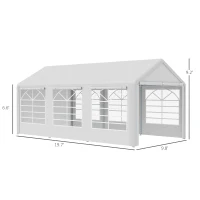 Outsunny 20’ x 10’ Heavy Duty Party Tent Outdoor Carport Canopy Shelter Gazobo with Sidewall, Zipper Door and Windows, White(m-3)