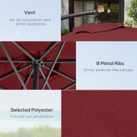 Outsunny 9.7ft Offset Patio Umbrella Garden Hanging Parasol Banana Cantilever Umbrella with Base, Crank, Wine Red(m-6)