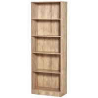 HOMCOM 5-Tier Bookcase, Storage Bookshelf with Adjustable Shelves, Display Shelves for Living Room, Home Office, Nature Wood(m-11)