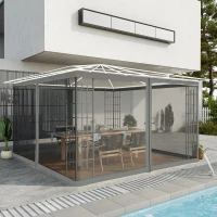 Outsunny Replacement Mosquito Netting for Gazebo 12' x 12' Black Screen Walls for Canopy with Zippers(m-8)