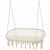 Outsunny 2-Person Hammock Chair Macrame Swing with Soft Cushion, Hanging Cotton Rope Chair for Indoor Outdoor Home Patio Backyard, White(m-11)