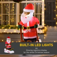 HOMCOM 4 ft Christmas Inflatables Outdoor Decorations Santa Claus Skiing, LED Lighted Blow Up Holiday Yard Christmas Decor(m-4)