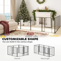 PawHut 31.5" Dog Playpen Indoor Outdoor, Portable Foldable 8 Panels Pet Playpen with Door & Strap for Medium Dogs(m-4)