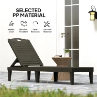Outsunny Outdoor Lounge Chair Set of 2, Waterproof Resin Lounge Chairs with 4-Position Adjustable Backrest for Backyard, Black(m-5)