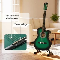 Soozier 38 Inch Classical Acoustic Electric Guitar with Gloss Finish, Strings, Picks, Shoulder Strap and Case Bag, Dark Green(m-4)