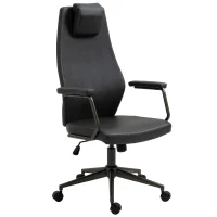 Vinsetto High-Back Executive Office Chair, Ergonomic Leather Computer Desk Chair with Adjustable Height, Removable Headrest and 360 Swivel Wheels, Deep Grey(m-18)