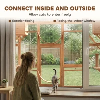 PawHut Large Outdoor Catio with Condos, Platforms, Doors, Ladders, Weather-Resistant Roof, Orange(m-4)