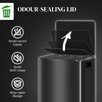 HOMCOM 2 x 30L / 7.9 Gallon Dual Trash Can with Removable Inner Buckets and Handles for Kitchen, Office, High-Gloss Black(m-6)