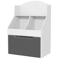 Qaba 3 Tier Kids Bookcase with Drawer, 2 Storage Compartment, for Nursery, Playroom, Bedroom, Classroom, White(m-2)