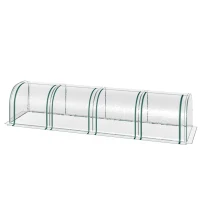 Outsunny 13' L x 3' W x 2.5' H Portable Tunneled Greenhouse with 4 Zippered Doors, Water/UV Fighting PVC Cover, Clear(m-11)