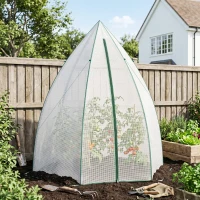 Outsunny 63" x 54" x 71" Tent-Style Mini Greenhouse, Portable Hot House for Plants with Zipper Roll Up Door and Window for Outdoor, Garden, Patio, White(m-9)