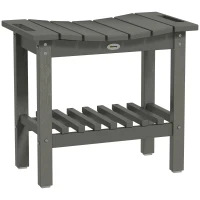 Outsunny HDPE Shower Bench, Waterproof Shower Stool with Handle, Storage Shelf, Non-Slip Pads for Indoor Outdoor, Dark Gray(m-11)