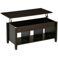 HOMCOM Lift Top Coffee Table, Modern Center Table with Storage Shelves and Hidden Compartment for Living Room, 41" L, Espresso(m-2)