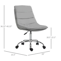 Vinsetto Armless Office Chair Ergonomic Computer Desk Chair Mid-Back Upholstered Task Chair with PU Leather, Adjustable Height and Swivel Seat, Grey(m-4)