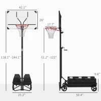 Soozier Foldable & Portable Basketball Hoop, 4.3-10.2' Adjustable Basketball Goal with 4 Wheels for Teenagers, Youth & Adults(m-3)