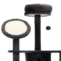 PawHut 60" Multi-Level Plush Cat Tree, Tall Cat Tower with Scratching Posts and 2 Hammocks, Dark Grey(m-9)