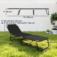 Outsunny Outdoor Folding Lounge Chair, Steel Tanning Chair with Reclining Back, Breathable Mesh for Beach, Yard, Patio, Black(m-3)