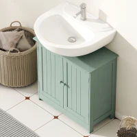 HOMCOM Bathroom Vanity Cabinet, Under Sink Bathroom Cabinet with 2 Doors and Adjustable Shelf, Dark Green(m-8)