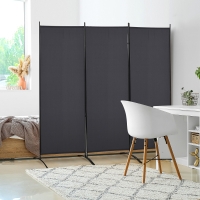 HOMCOM 6' 3 Panel Room Divider, Double Hinged Folding Wall Divider, Indoor Privacy Screen for Home Office,  Charcoal Grey