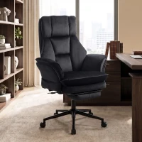 HOMCOM Cross Legged Office Chair with Footrest, 396 lbs Reclining Computer Desk Chair with High Back, Flip-up Armrests, Black(m-1)