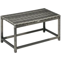 Outsunny Patio Rattan End Table, Outdoor Side Table with Full Woven Table Top for Garden, Balcony, Mixed Grey(m-9)