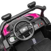 Qaba 24V 2 Seater Ride On Truck Car for Kids with Remote Control, Dual Motors, 4-Wheel Suspension, Storage for Ages 3-8, Pink(m-11)